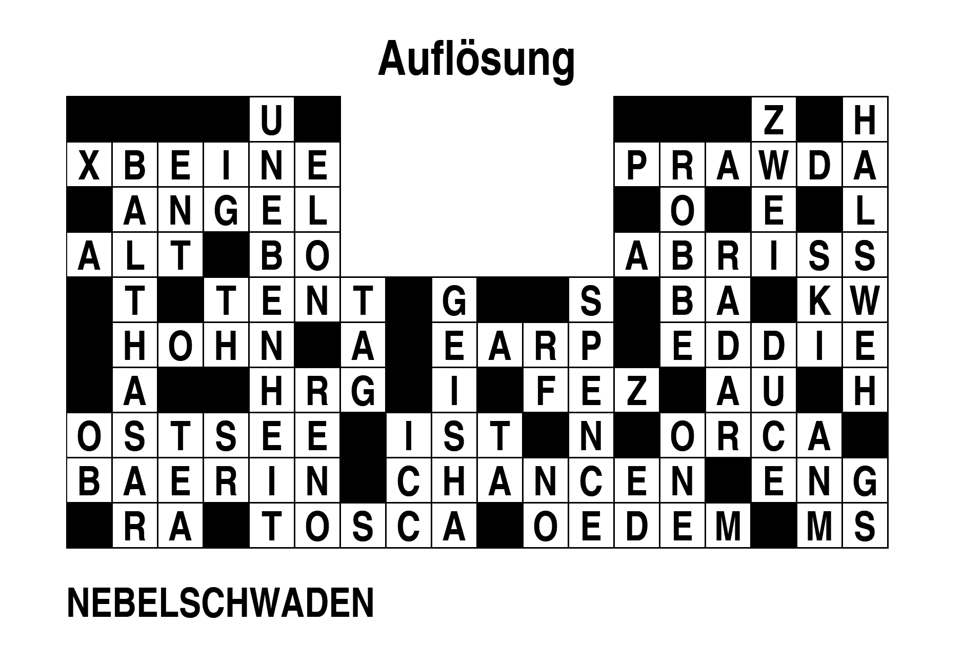 Kreuzworträtsel Auflösung